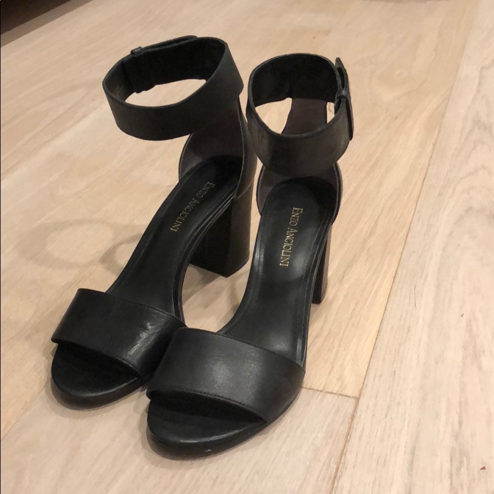 Enzo Angiolini black leather block heels (GARIDON)